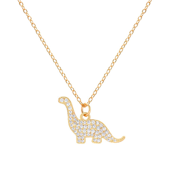 LOVCIA Dragon Dinosaur Necklace 18K Gold Plated 400mm Chain
