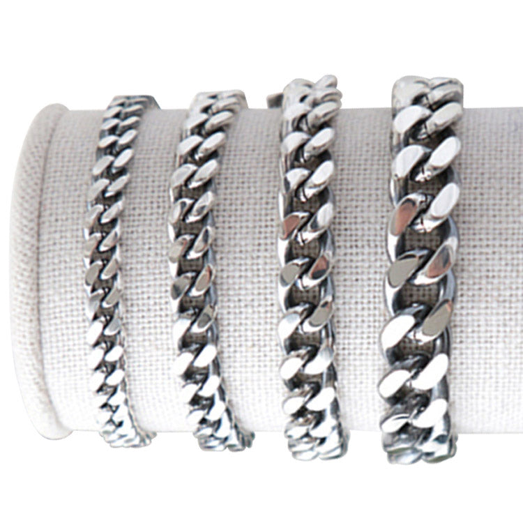 Lovcia Silver 925 Sterling Beveled Cuban Link Bracelet-Bracelets-Bracelet Surface Width: 10Mm ( 19Cm + 2.5Cm )-