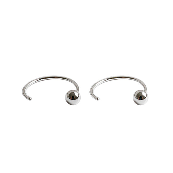LOVCIA 14mm Silver C Shape Hoop Earrings 925 Sterling