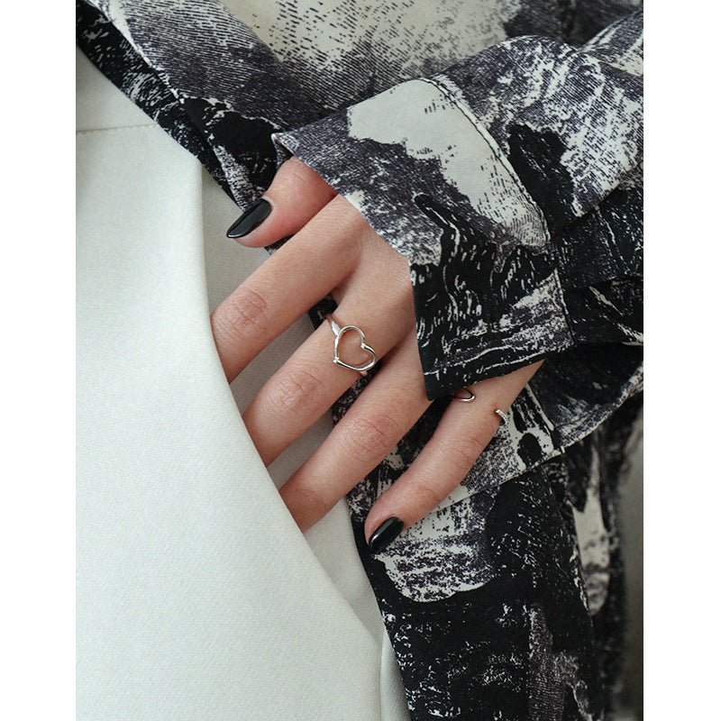 Lovcia Anniversary Hollow Heart Ring Gold Plated Adjustable-Rings-Yellow Gold-