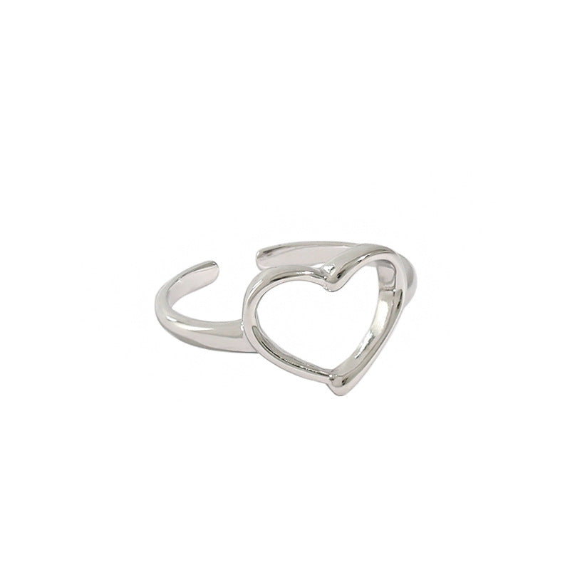Lovcia Anniversary Hollow Heart Ring Gold Plated Adjustable-Rings-Yellow Gold-