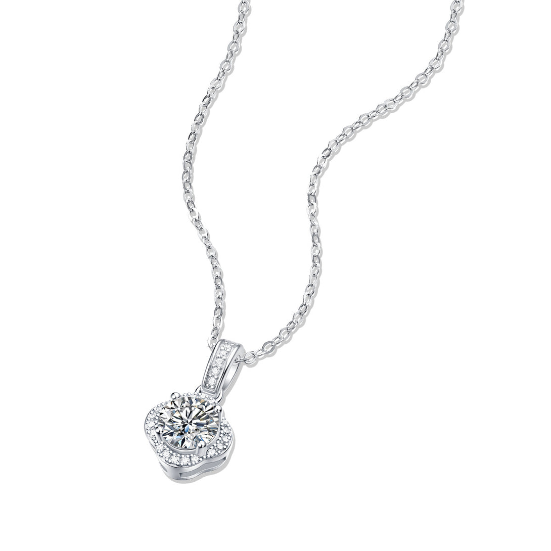 Lovcia Silver Moissanite Four Petal Flower Necklace 6.5mm-Necklaces-1 ct ( Certificate Included )-