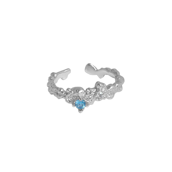 Lovcia 925 Sterling Silver Adjustable Ring Heart CZ Blue-Rings-Silver & Purple CZ-