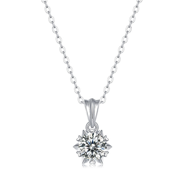 LOVCIA 925 Silver Moissanite Snowflake Necklace 6.5mm
