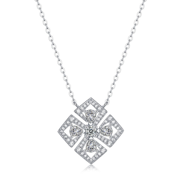 LOVCIA Four Leaf Clover Necklace Sterling Silver CZ