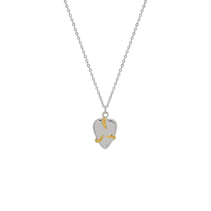 Lovcia 925 Silver Heart Necklace 18K Gold Plated 405mm-Necklaces-Rhodium + Yellow Gold-