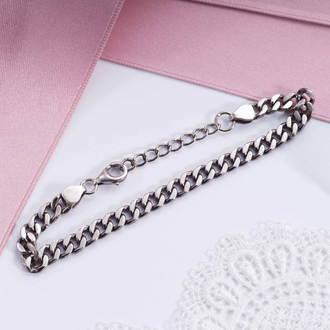 Lovcia Silver 925 Sterling Beveled Cuban Link Bracelet-Bracelets-Bracelet Surface Width: 10Mm ( 19Cm + 2.5Cm )-
