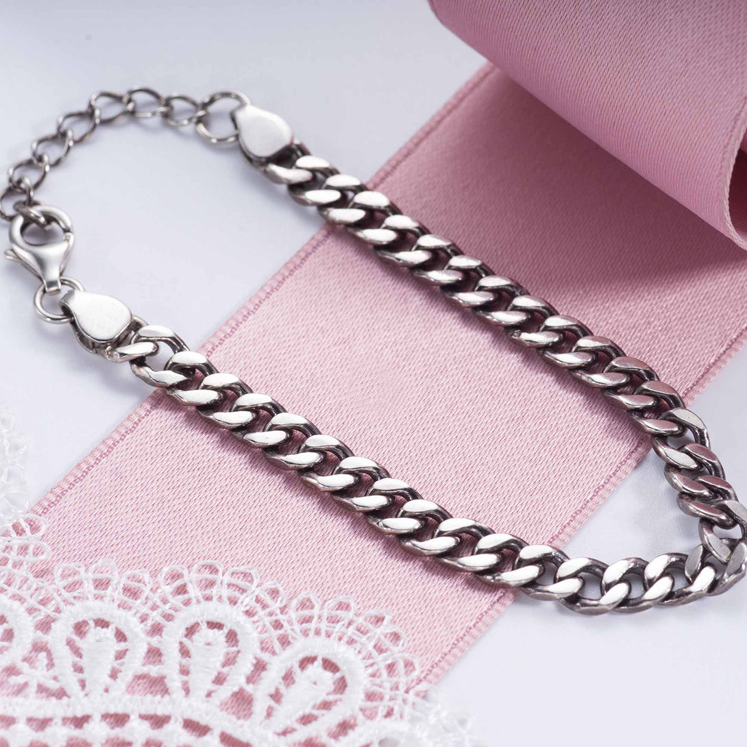 Lovcia Silver 925 Sterling Beveled Cuban Link Bracelet-Bracelets-Bracelet Surface Width: 10Mm ( 19Cm + 2.5Cm )-