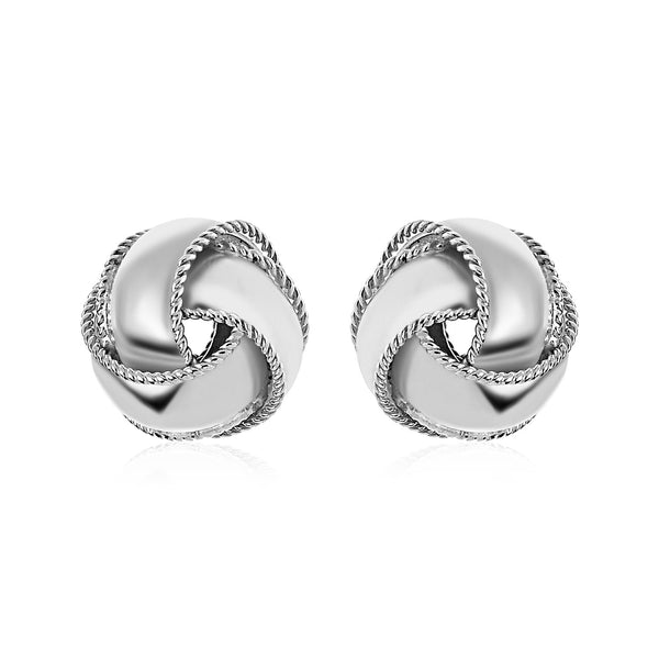 Textured and Polished Love Knot Earrings in Sterling Silver(13mm)