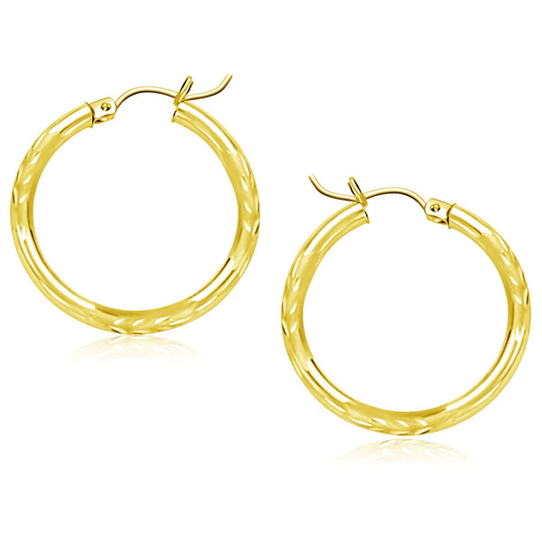 Buy LOVCIA Luxury Stylish 10k Yellow Gold Diamond-Cut Hoop Earrings (25mm)