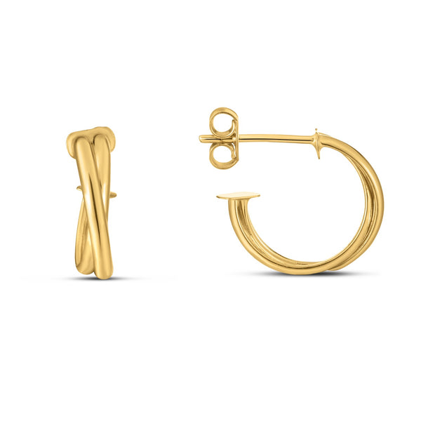 LOVCIA Luxury Classic 14k Gold Crossover Hoop Earrings