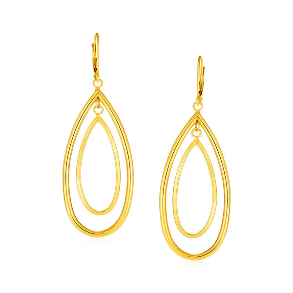 LOVCIA Luxury Glamorous 14k Yellow Gold Teardrop Dangle Earrings