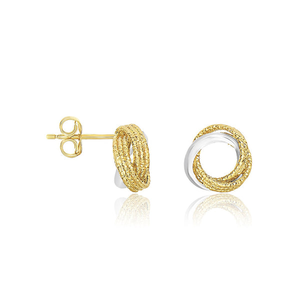 LOVCIA Luxury Classic 14k Gold Two-Tone Interlaced Open Circle Earrings