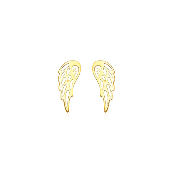 14k Yellow Gold Polished Wing Post Earrings