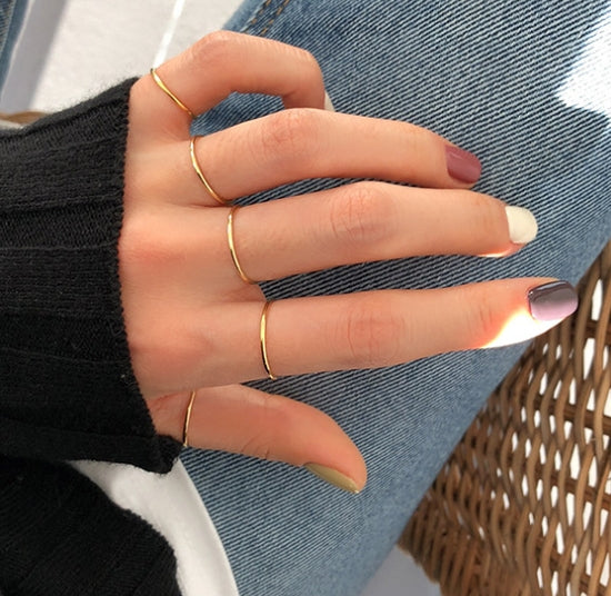 Lovcia 925 Sterling Silver Pinky Ring Thin 1.2mm Gold