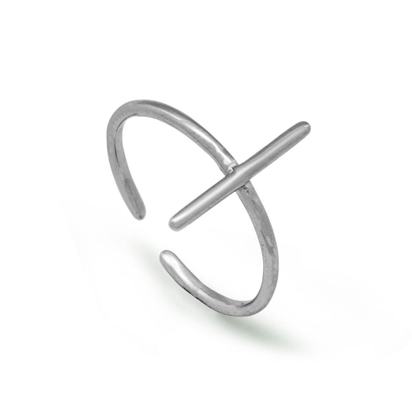 LOVCIA Cross Adjustable 925 Sterling Silver Open Ring