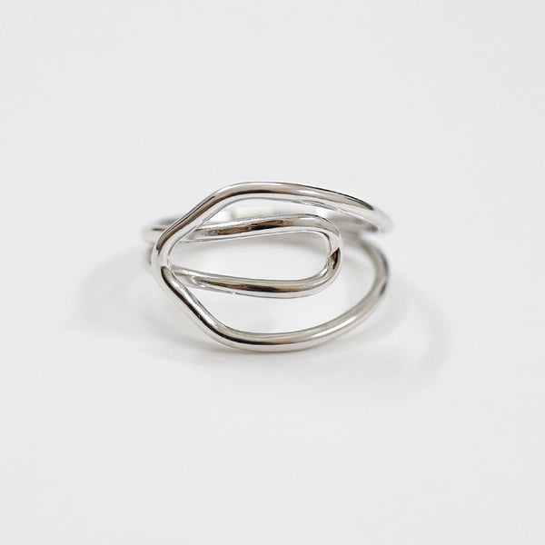 LOVCIA Sterling Silver Adjustable Ring in Hollow Lines Cross Style