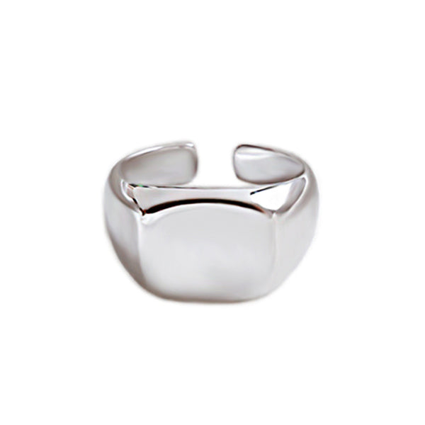 LOVCIA Signet Geometric Square 925 Silver Adjustable Ring