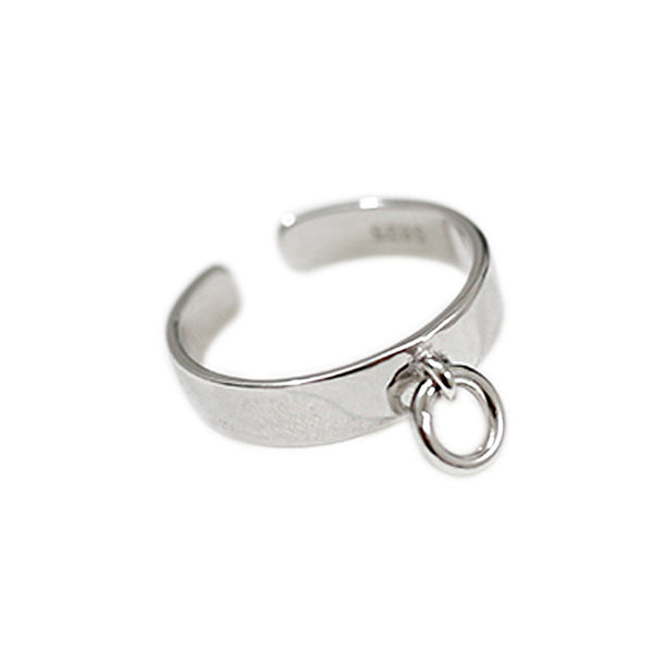 LOVCIA 925 Sterling Silver 6mm Circle Style Adjustable Ring