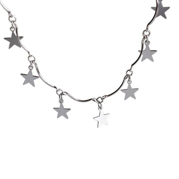 LOVCIA 925 Sterling Silver Clavicle Necklace Star 7mm