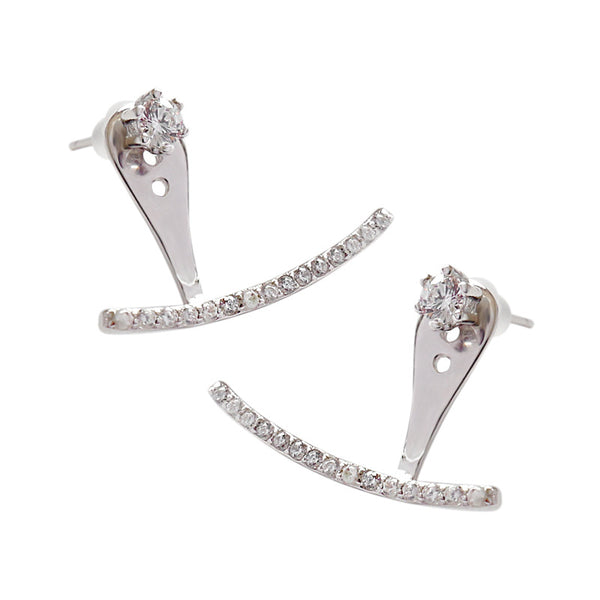 LOVCIA Sterling Silver CZ Half Arc Stud Earrings 4mm