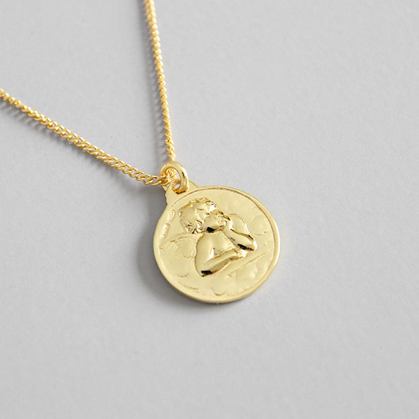 LOVCIA 925 Sterling Silver Adjustable Round Tag Necklace