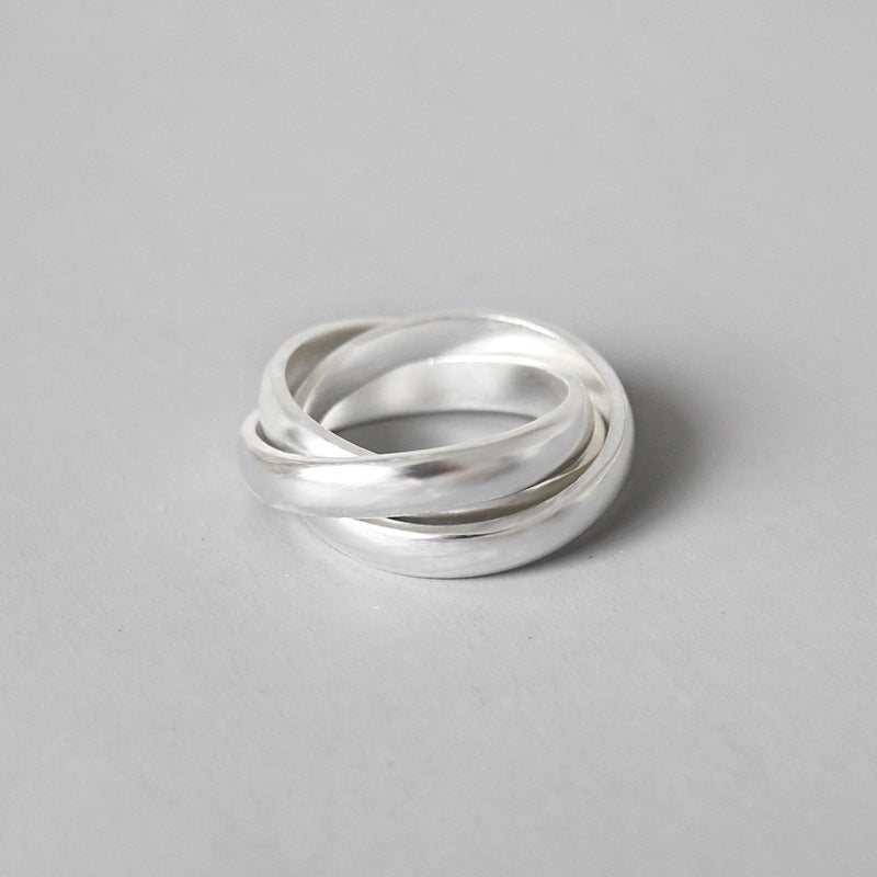 Lovcia Tri Rings Cross Ring S990 Sterling Silver Adjustable-Rings-Us 9-