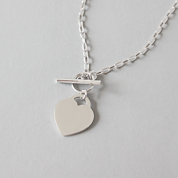 LOVCIA 925 Sterling Silver Heart Pendant Necklace 46cm