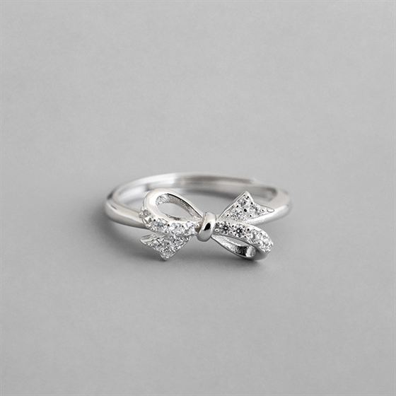 LOVCIA Bowknot CZ 925 Sterling Silver Adjustable Ring