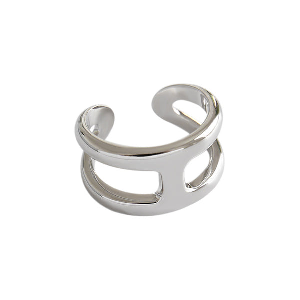 LOVCIA Simple H Double 925 Sterling Silver Adjustable Ring