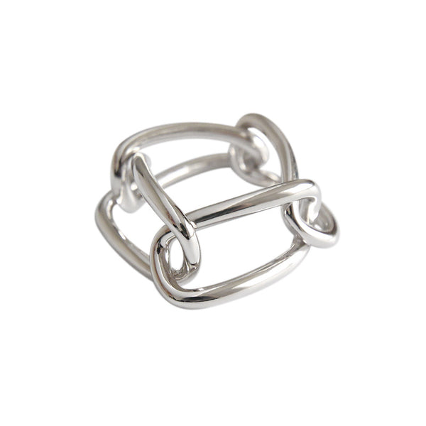 Lovcia Geometric Hollow Rectangle Ring 925 Silver 9.5mm