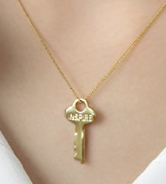 Lovcia Gold Plated Letter Key Necklace 28x14mm 450mm Chain