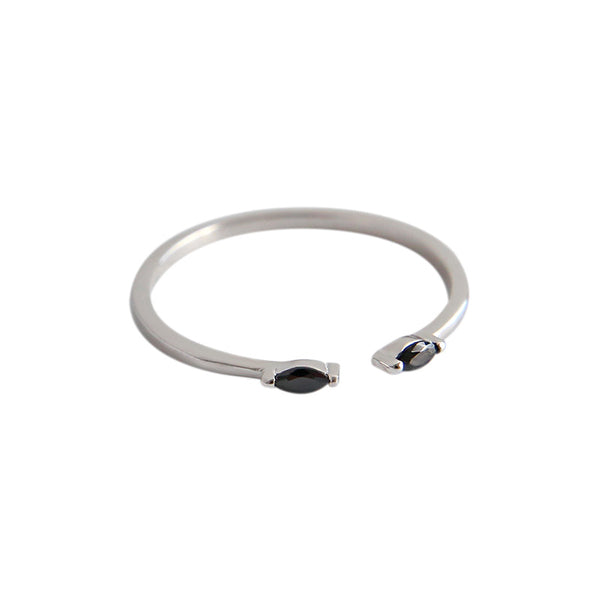 LOVCIA Black CZ 925 Sterling Silver Adjustable Ring