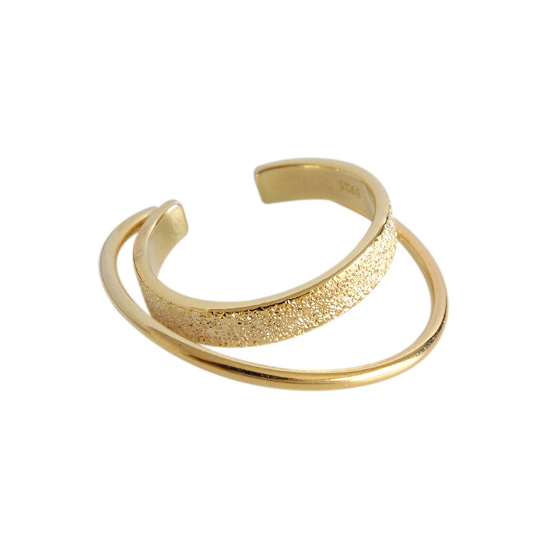 Lovcia Gold 925 Sterling Silver Layer Ring Adjustable-Rings-Yellow Gold-
