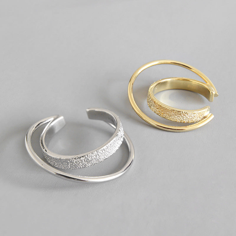 Lovcia Gold 925 Sterling Silver Layer Ring Adjustable-Rings-Yellow Gold-