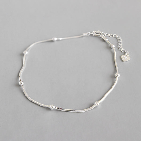 LOVCIA 925 Sterling Silver Beads Bracelet 3mm Adjustable