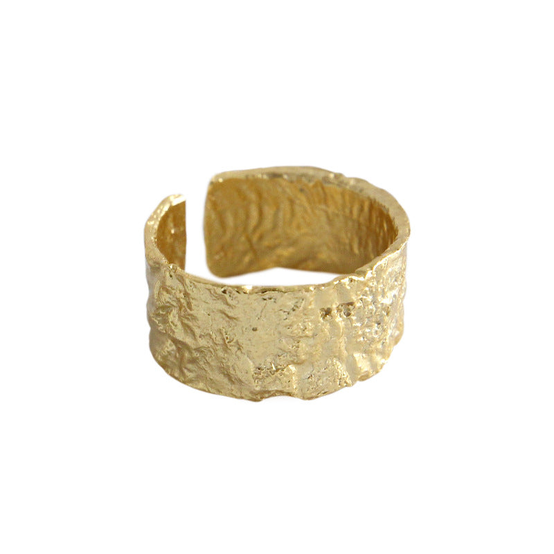 Lovcia Gold 925 Sterling Silver Adjustable Wide Ring 9.4mm-Rings-Yellow Gold-