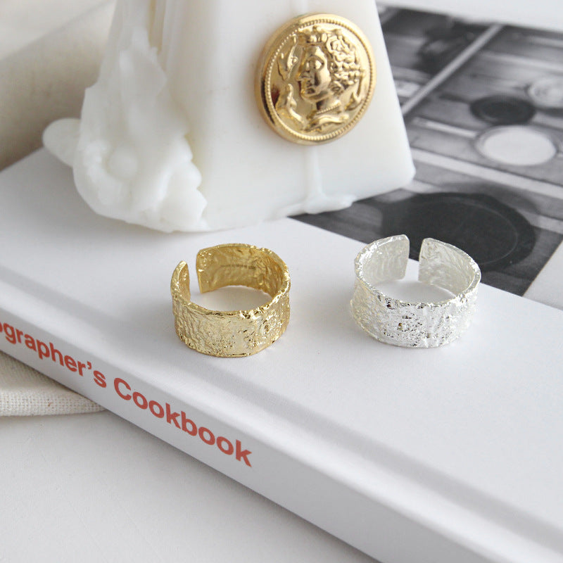 Lovcia Gold 925 Sterling Silver Adjustable Wide Ring 9.4mm-Rings-Yellow Gold-