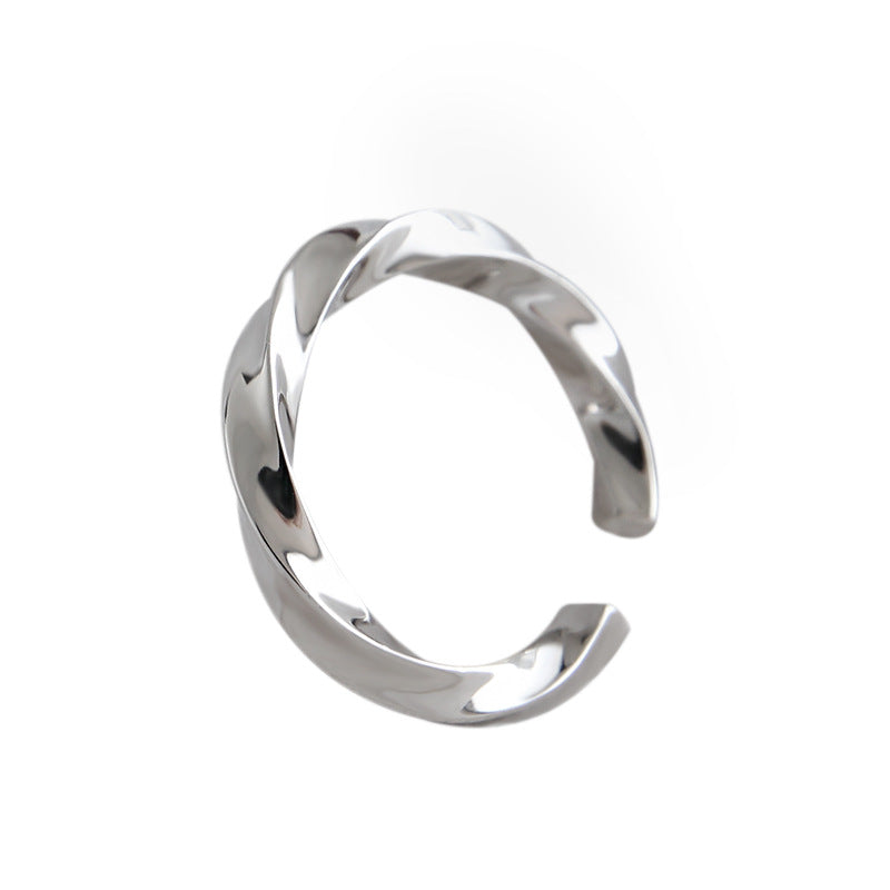 Lovcia Simple Twisted 925 Sterling Silver Adjustable Ring-Rings-Yellow Gold-