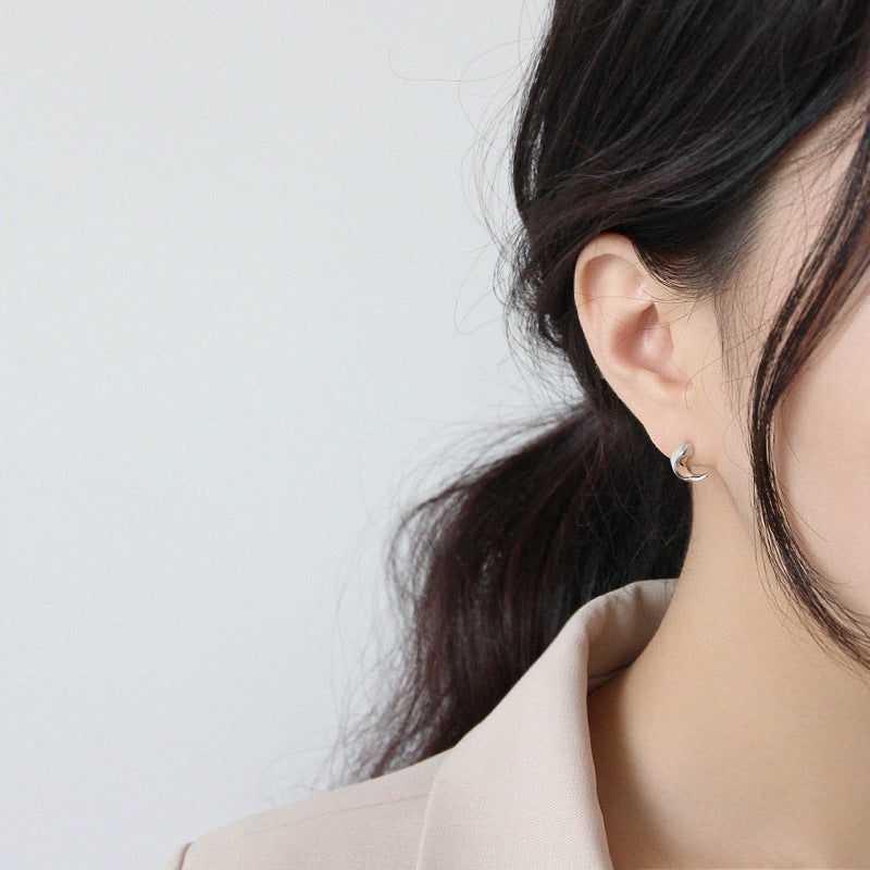 Lovcia Crescent Moon Stud Earrings Gold Plated 10.3mm-Earrings-Yellow Gold-