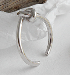 Lovcia Simple Knot Ring 925 Sterling Silver Adjustable Gold-Rings-Silver-
