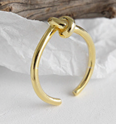Lovcia Simple Knot Ring 925 Sterling Silver Adjustable Gold