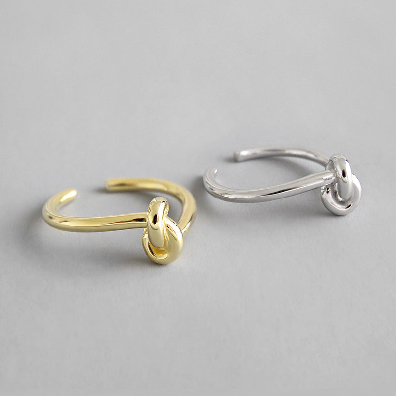 Lovcia Simple Knot Ring 925 Sterling Silver Adjustable Gold-Rings-Yellow Gold-