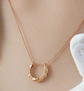 Lovcia Champagne Gold 925 Necklace Semicircle Pendant