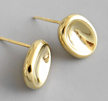 Lovcia Simple Geometry Ellipse Stud Earrings 11.5mm Gold