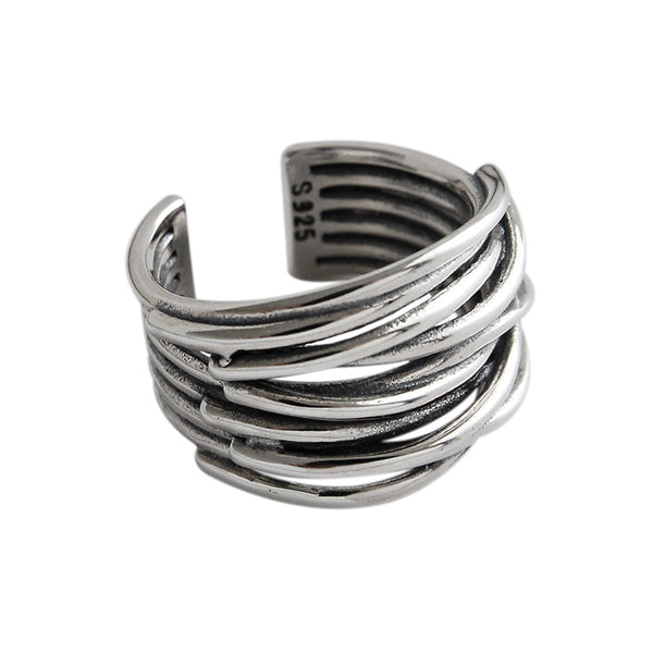 LOVCIA 925 Sterling Silver Twining Adjustable Ring
