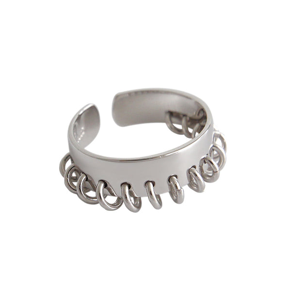 LOVCIA 925 Sterling Silver Adjustable Ring with Circle Tassels Style