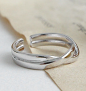 Lovcia Cross Twisted 925 Silver Ring Gold Plated Adjustable-Rings-Silver-