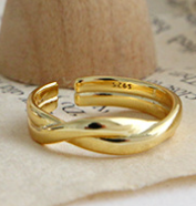 Lovcia Cross Twisted 925 Silver Ring Gold Plated Adjustable