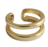 Lovcia Nonpierced Gold Hollow Twisted Chain Earring 925-Earrings-Dc11 Yellow Gold & Double Layer-